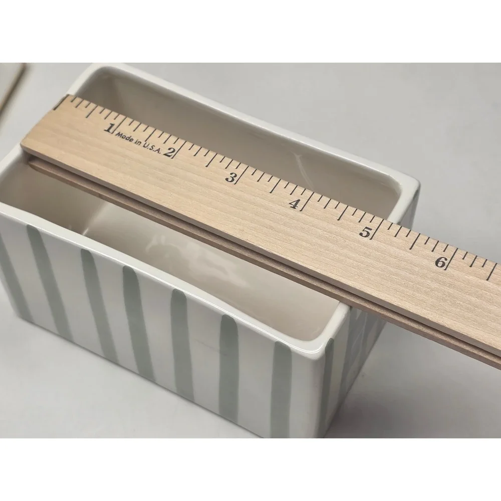 Studio Nova Portugal Ceramic House Canister Striped Cottage Trinket Box Yellow